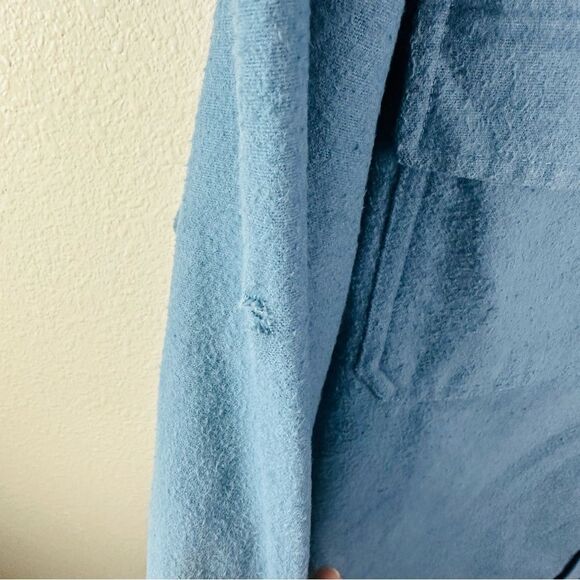 LL Bean Blue Thick Flannel Shirt Men’s Size L Tall Flaw - Picture 3 of 4